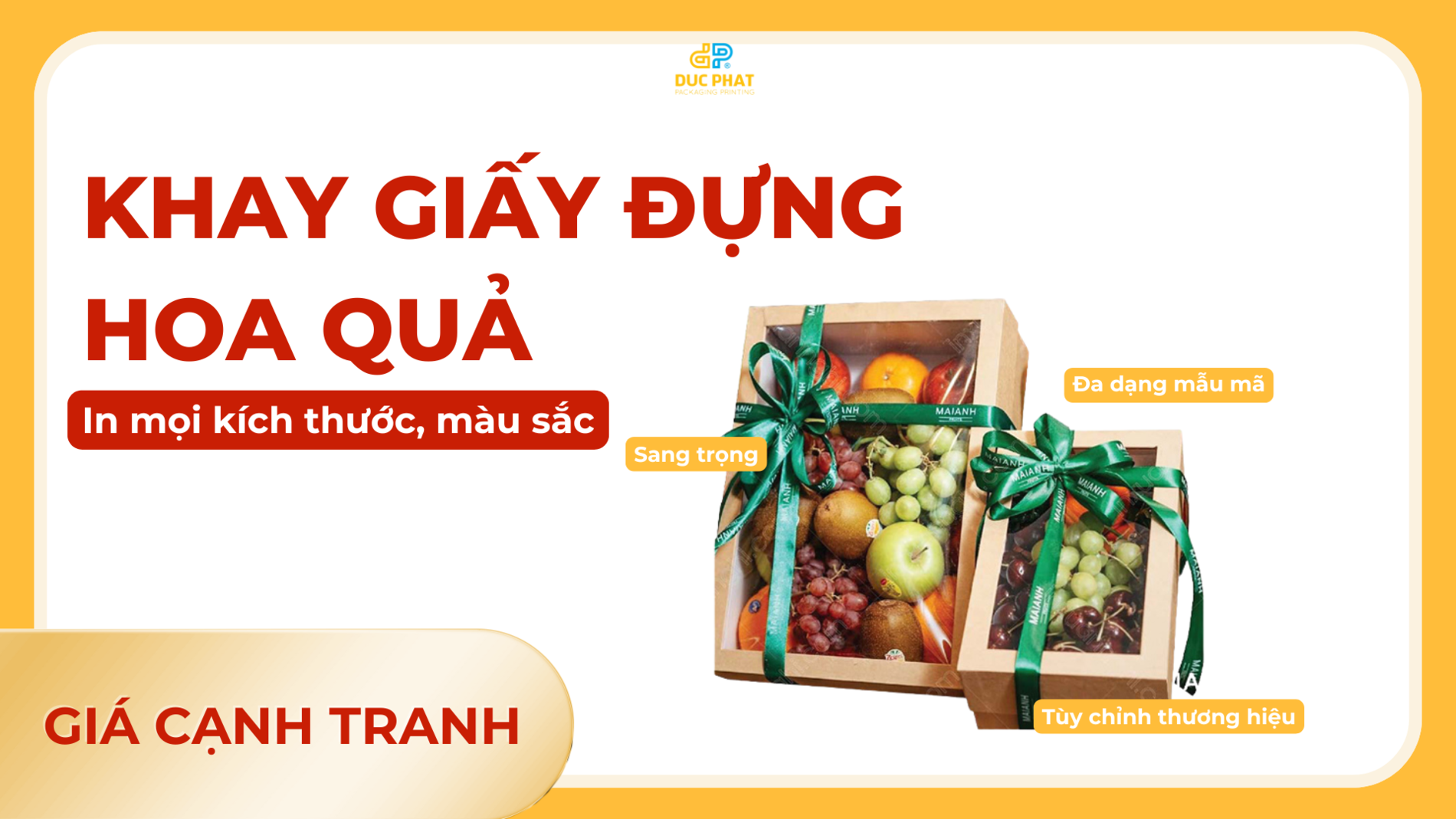 khay giấy nắp mica đựng hoa quả cao cấp