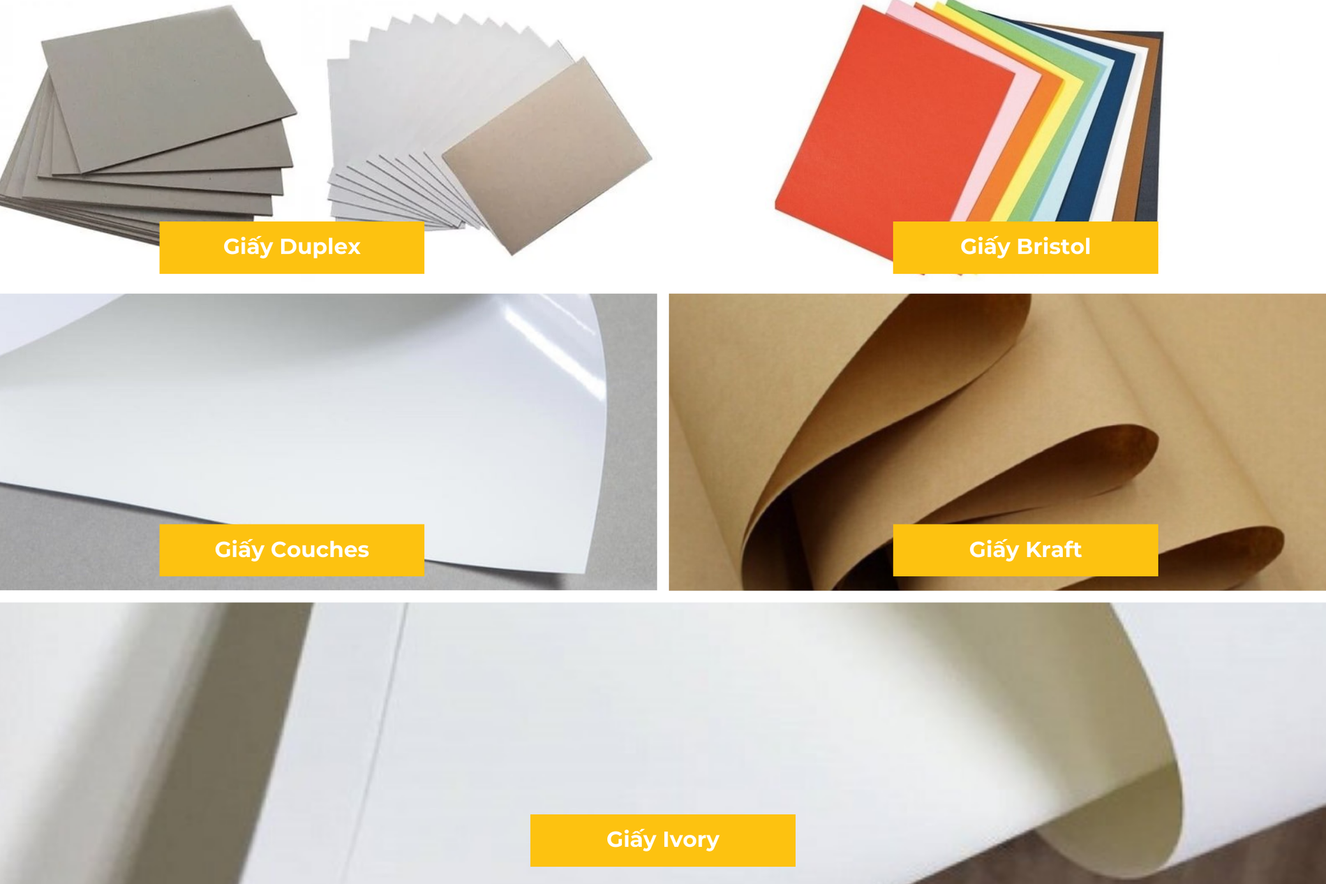 giấy in hộp thực phẩm chức năng: giấy ivory, giấy duplex, giấy couche, giấy bristol, giấy kraft