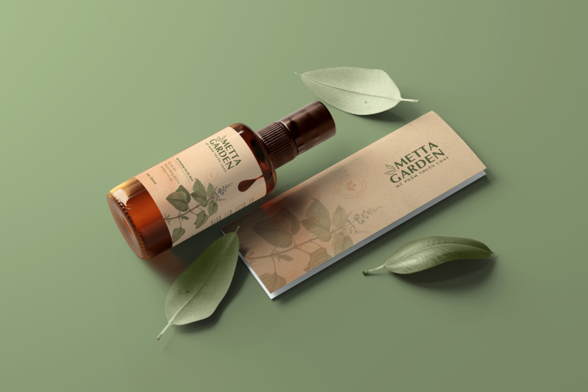 in ấn tem nhãn mỹ phẩm thuần chay màu nâu