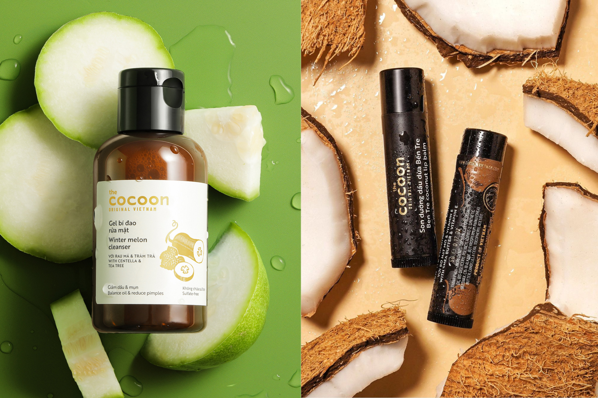 tem nhãn bộ mỹ phẩm thuần chay sáng tạo