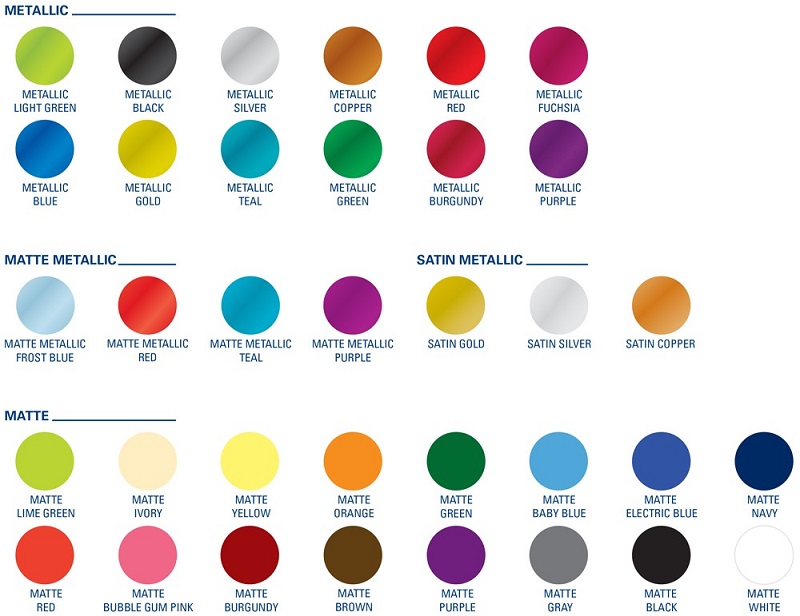 bảng màu ép nhũ, ép kim