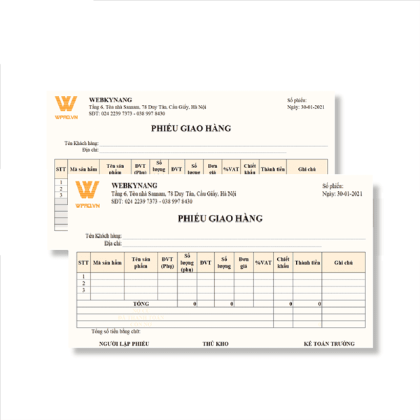 Biểu Mẫu Giao Nhận