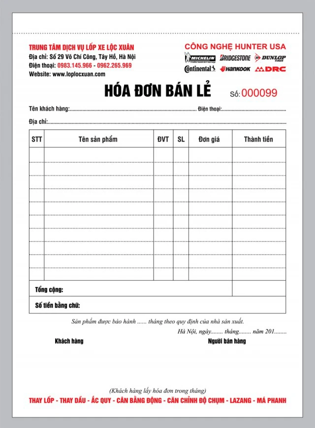 Hóa Đơn Bán Lẻ