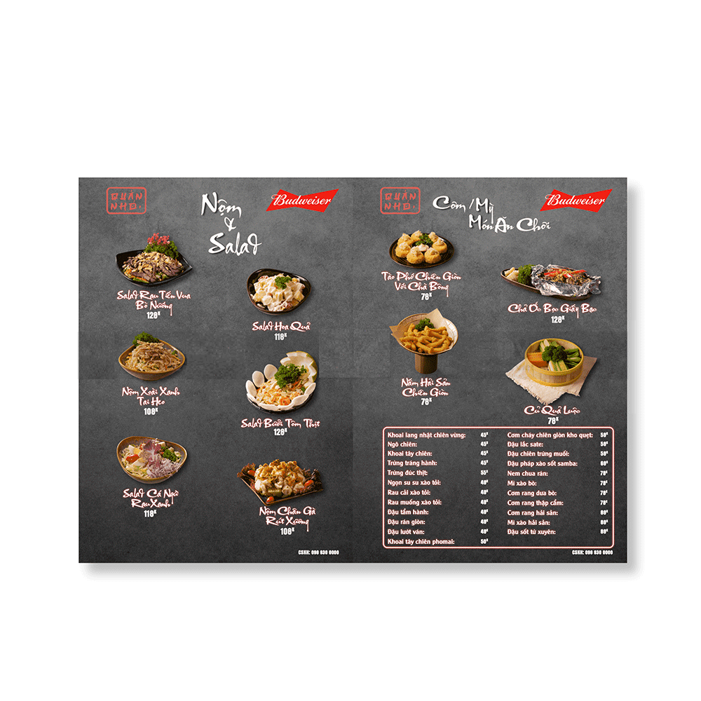 Menu bìa cứng