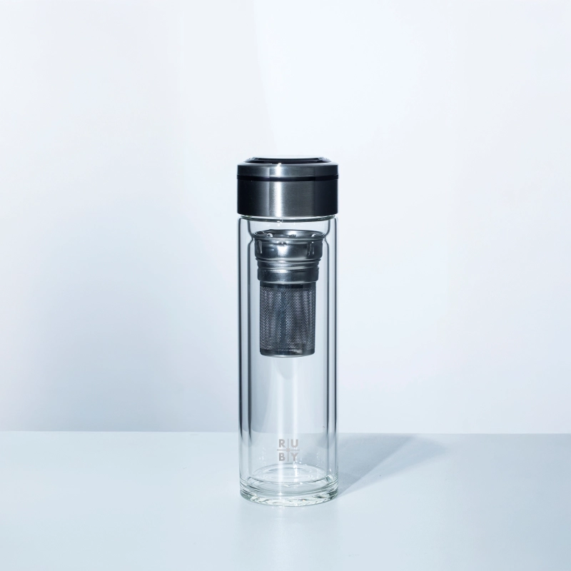 Bình nước inox nắp thủy tinh kèm lọc trà