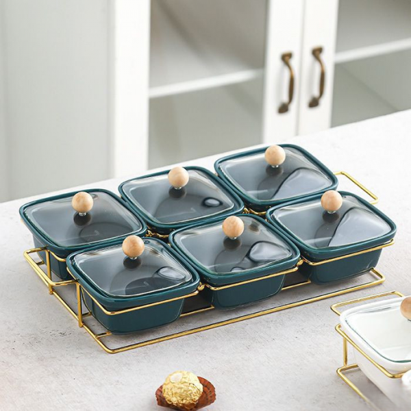 Bộ khay mứt sứ 6 ngăn