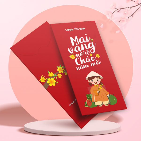 Bao lì xì đỏ "Mai Vàng Nở Rộ"