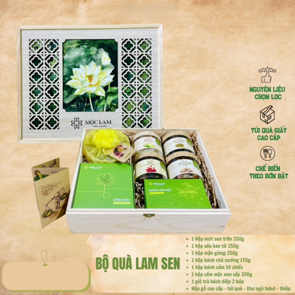Bộ Quà Tặng Lam Sen Cao Cấp