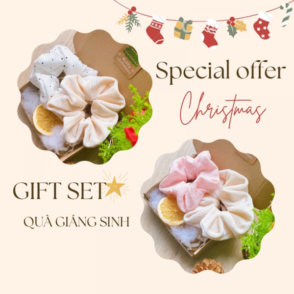 Hộp Quà 2 Scrunchies Giáng Sinh