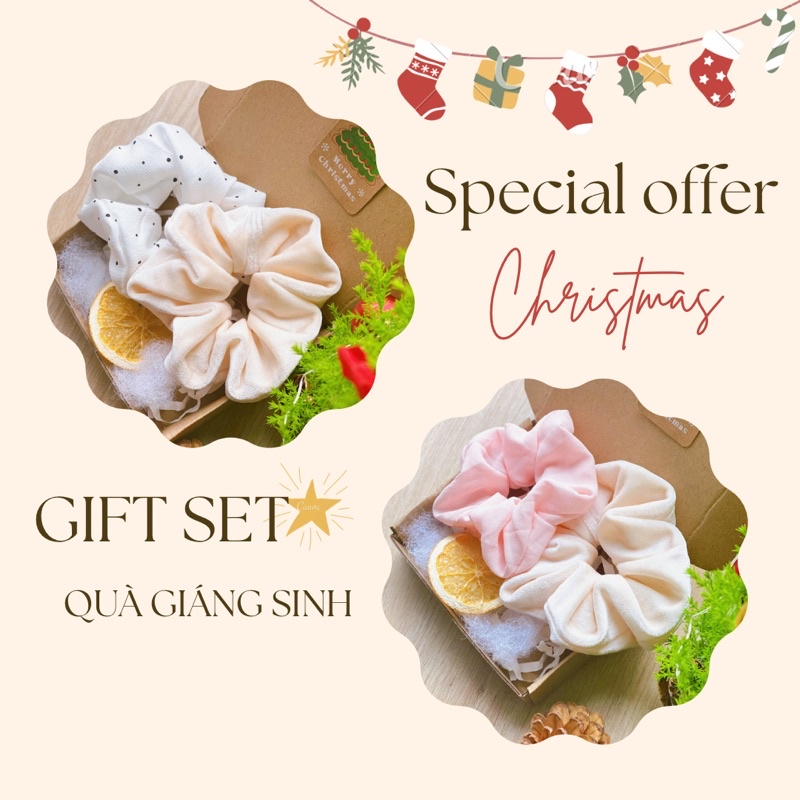 Hộp Quà 2 Scrunchies Giáng Sinh